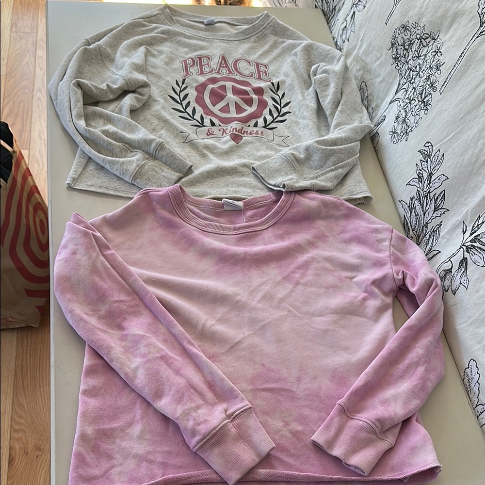 Kids Pink and Gray Peace & Kindness Sweatshirts-Old Navy and Gap size 10/12